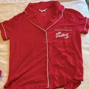 Kate Spade Red Pajama Top and Capri Pant Set